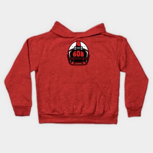 Retro Football Helmet 608 Area Code Madison Wisconsin Football Kids Hoodie